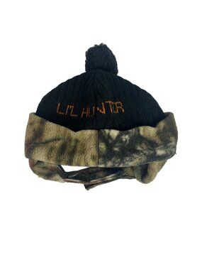 Lil Huntr‎ Toddler Beanie Hat With Camo Ear Flaps & Pom Pom OS